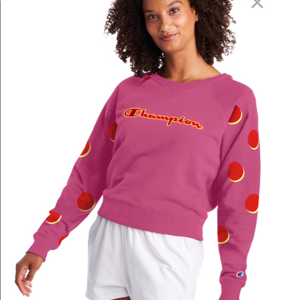 New Champion pink polka dot sweater